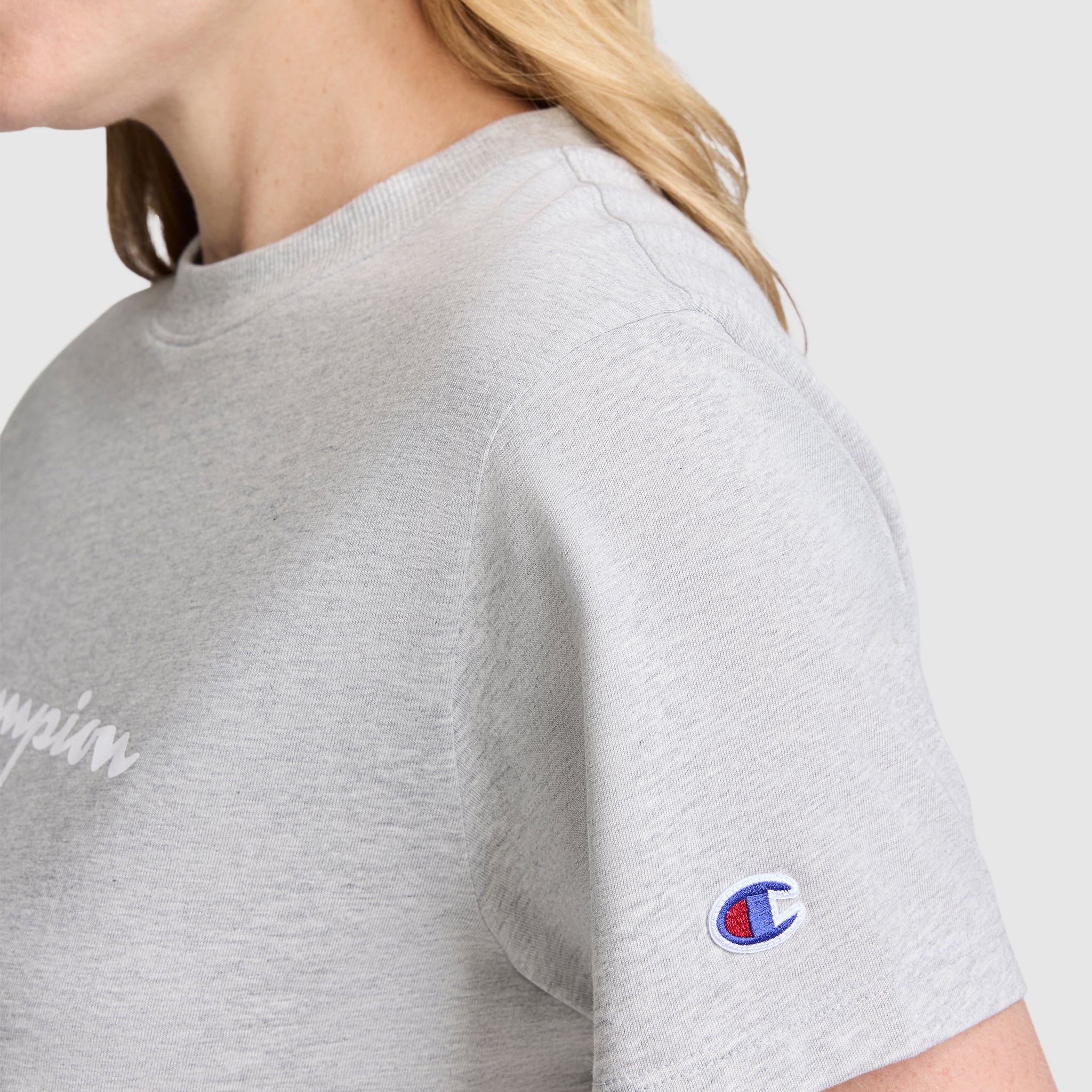 Champion Classic T-Shirt Script Logo t-shirt femme gris coton