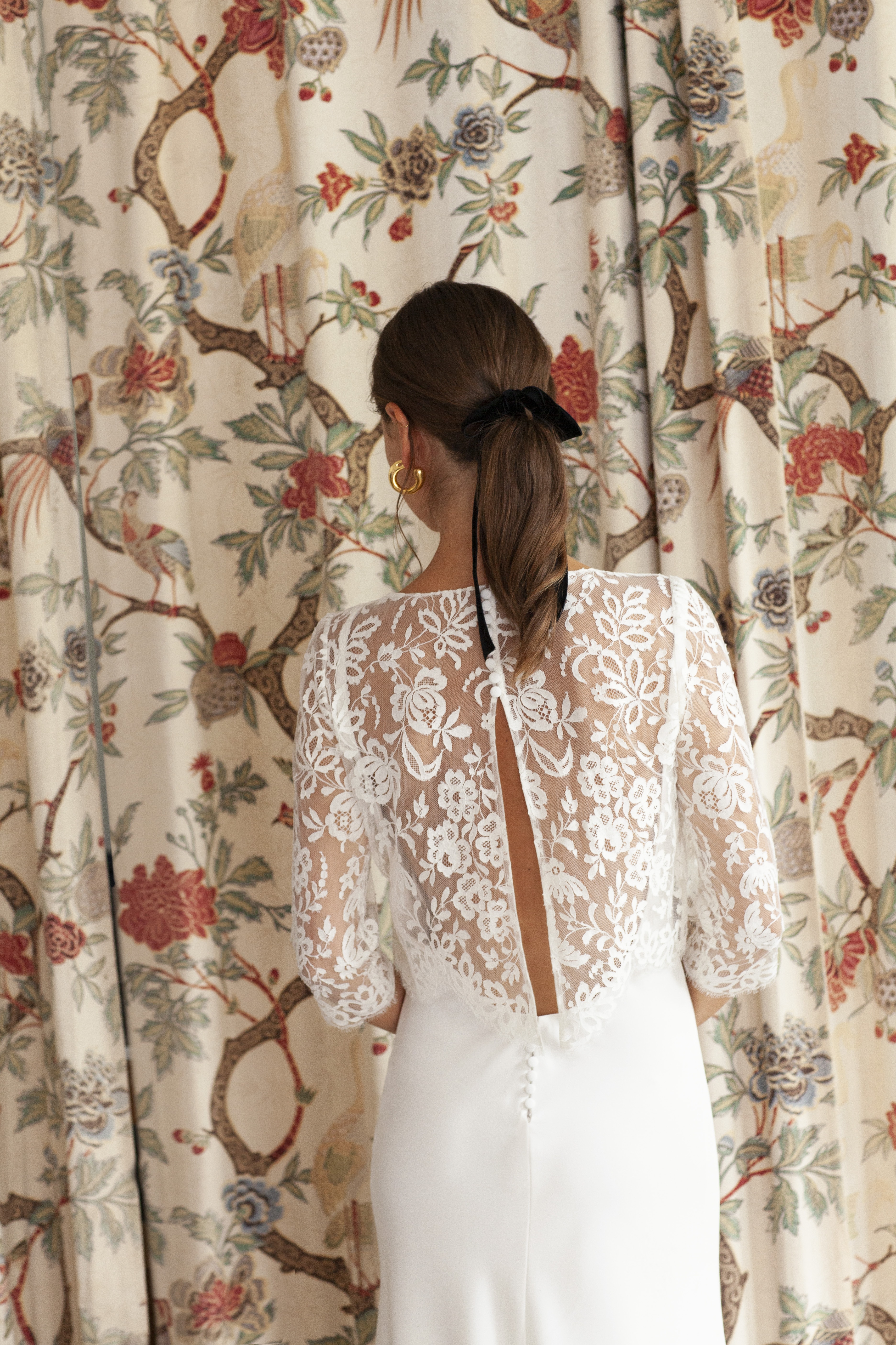 Maison Floret Armand top cropped dentelle de Calais transparent