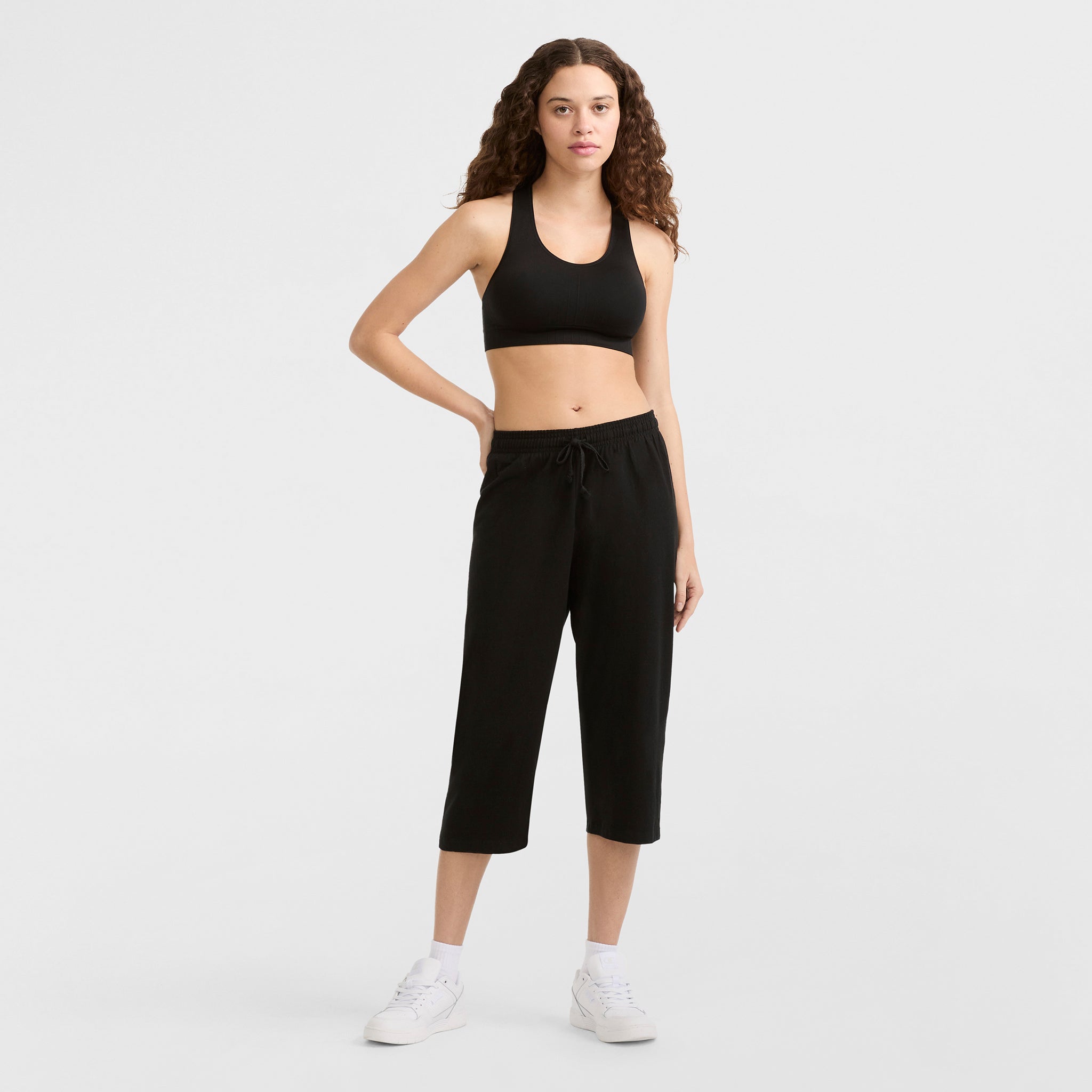 Champion Pants Capri C Logo corsaire femme noir coton léger