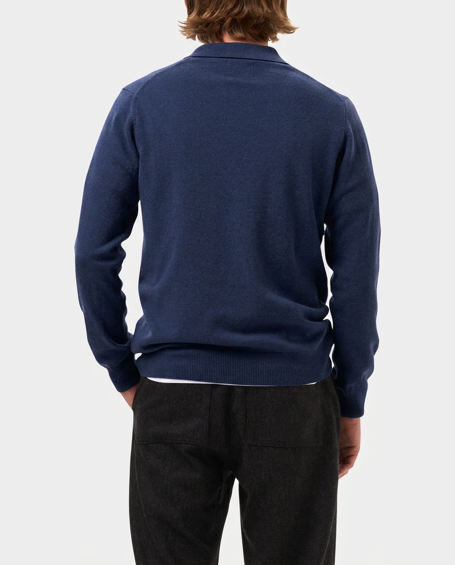Lafaurie Gabino polo bleu pétrole laine cardée
