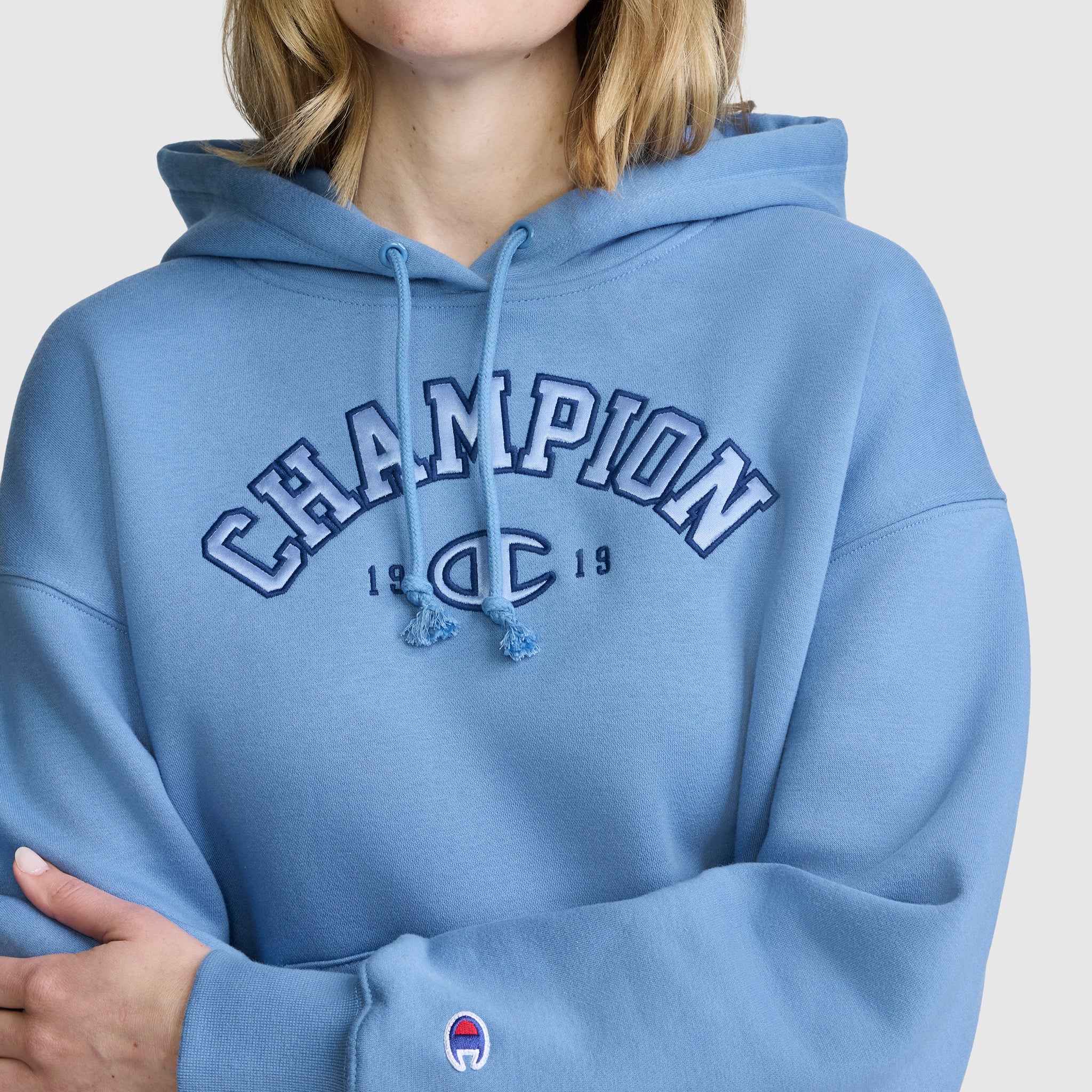 Champion Fleece Hoodie Satin Applique sweat à capuche Riviera