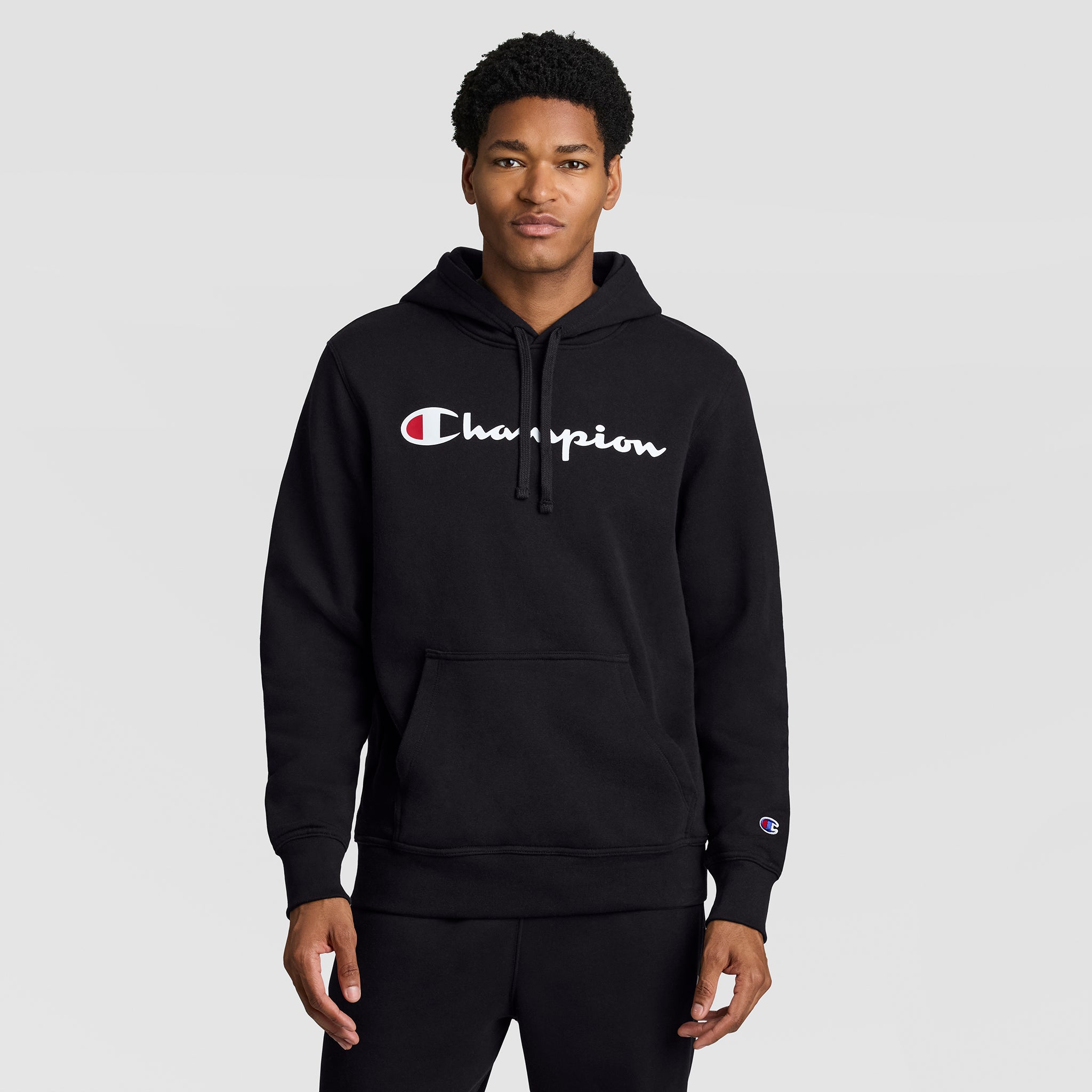 Champion Powerblend Hoodie Full Script Logo sweat à capuche noir