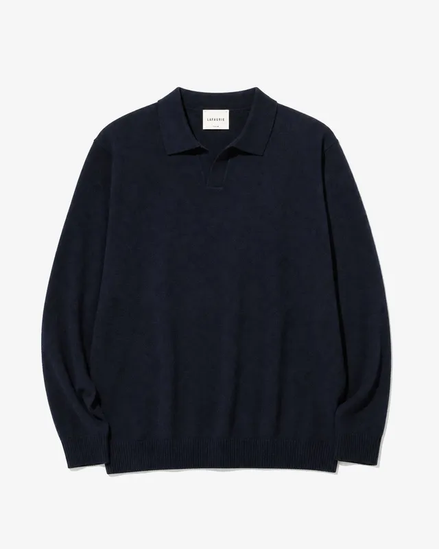 Lafaurie Gabino Navy polo laine manches longues homme