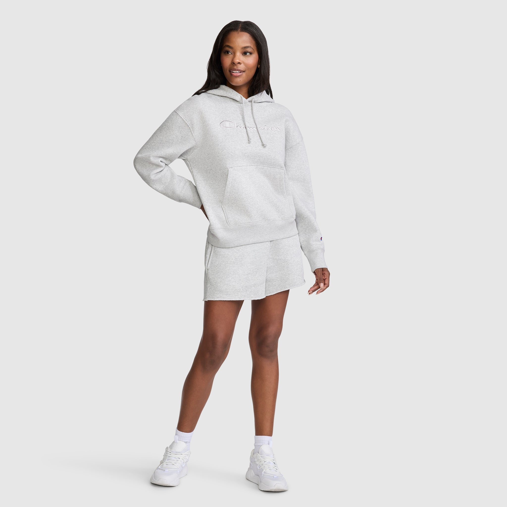 Champion Powerblend Tonal Script Freshman hoodie gris