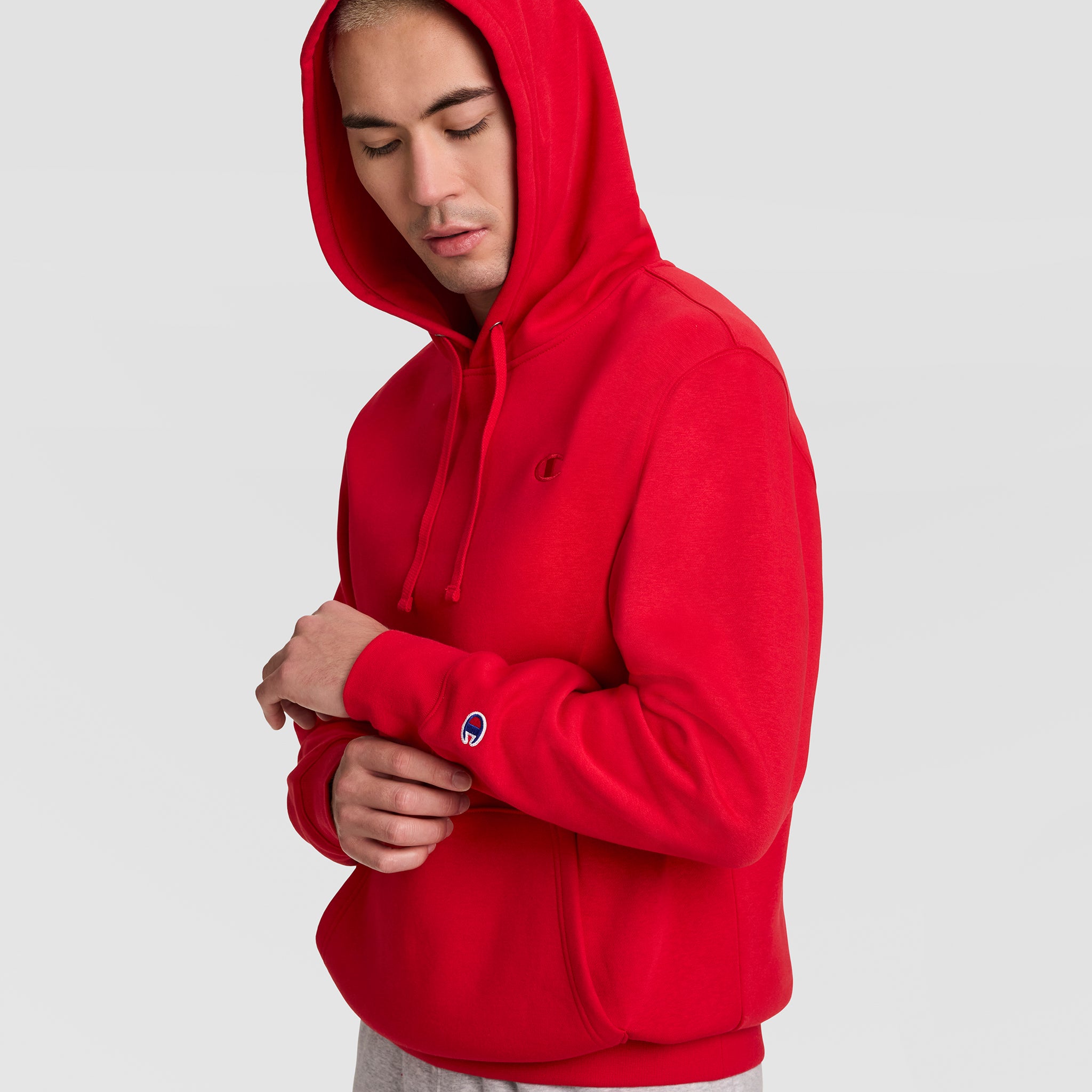 Champion Powerblend Hoodie C Logo sweat à capuche rouge tango