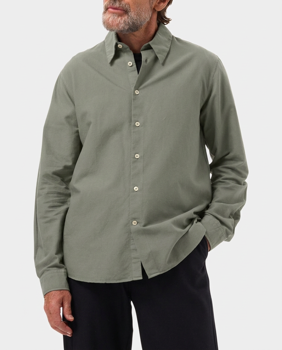 LAFAURIE HUGUES chemise droite vert sauge oxford coton