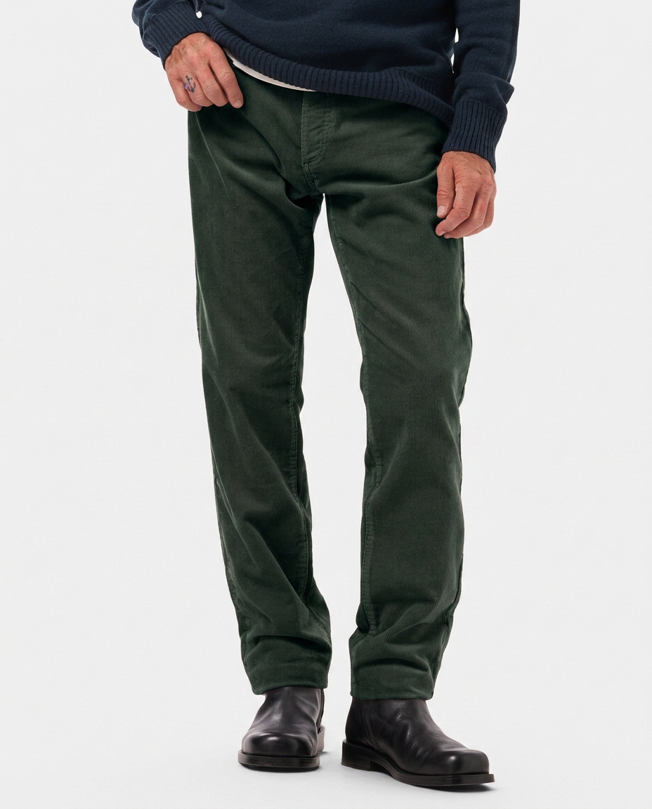 LAFAURIE CASSIUS Vert Chrome pantalon velours cotelé ajusté
