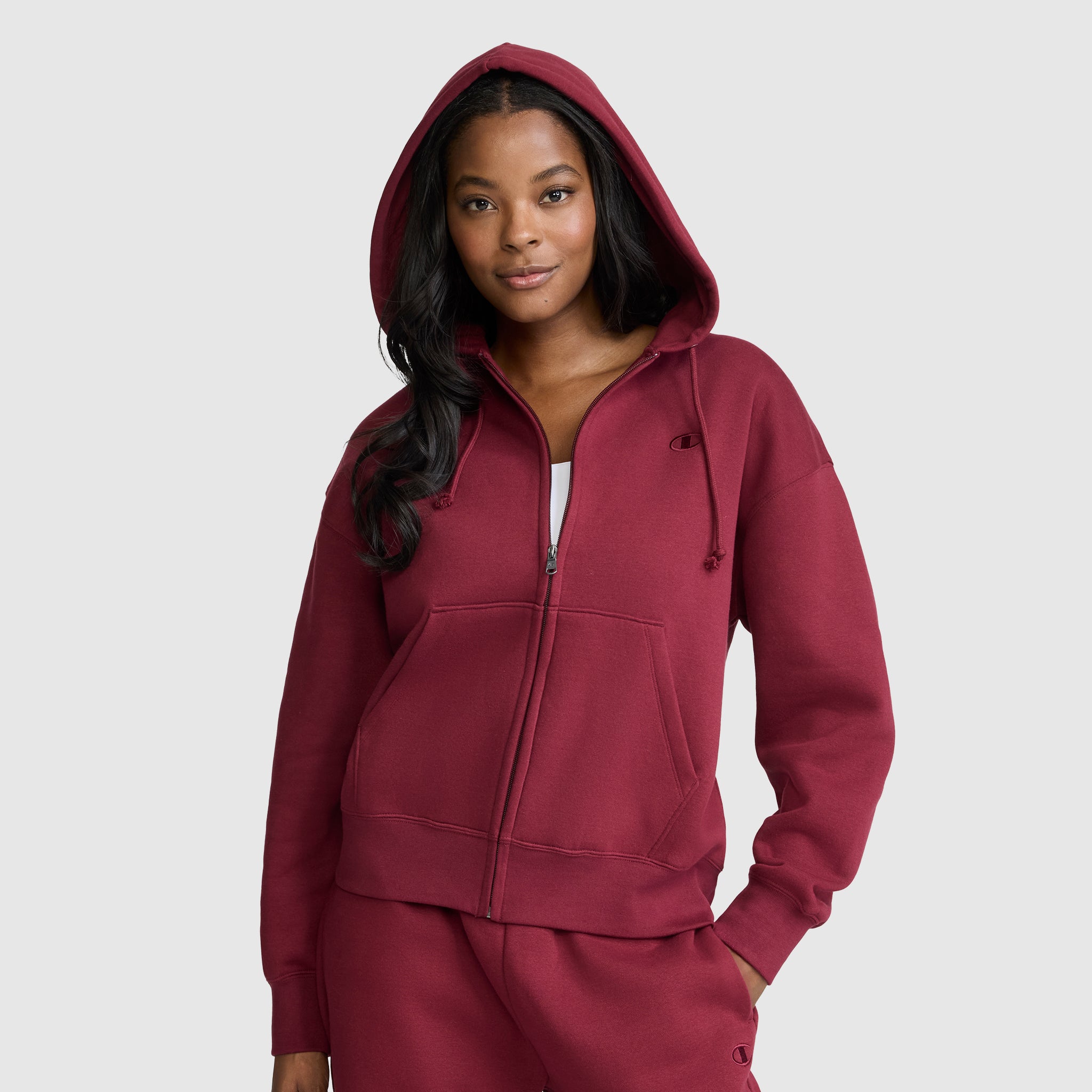 Champion Powerblend sweat zippé à capuche Cabernet femme molleton