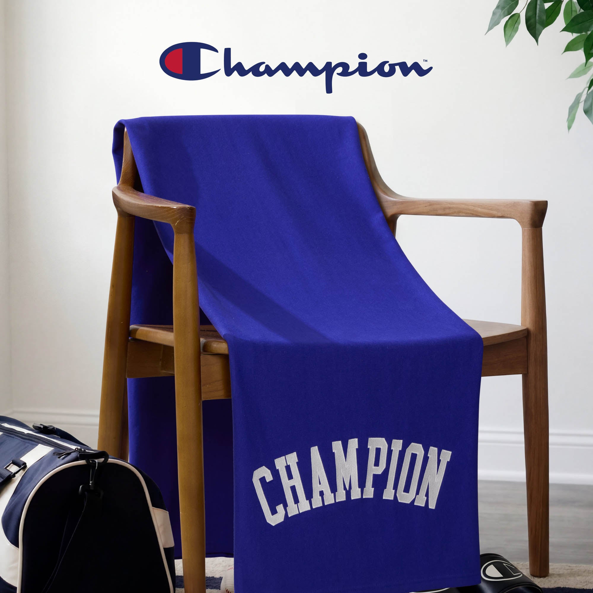 Champion Room Decor Jersey Plaid Polaire Bleu Royal 50x70