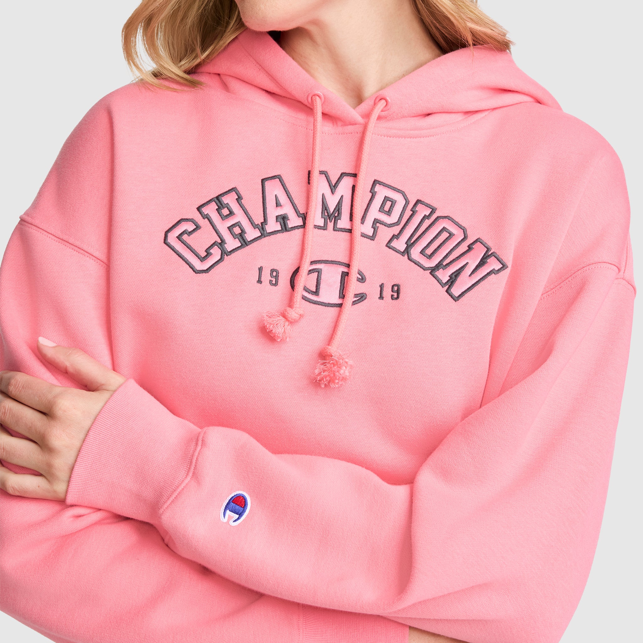 Champion Fleece sweat à capuche rose Strawberry Pink satin