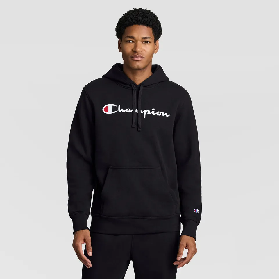 Champion Powerblend Hoodie Full Script Logo sweat à capuche noir