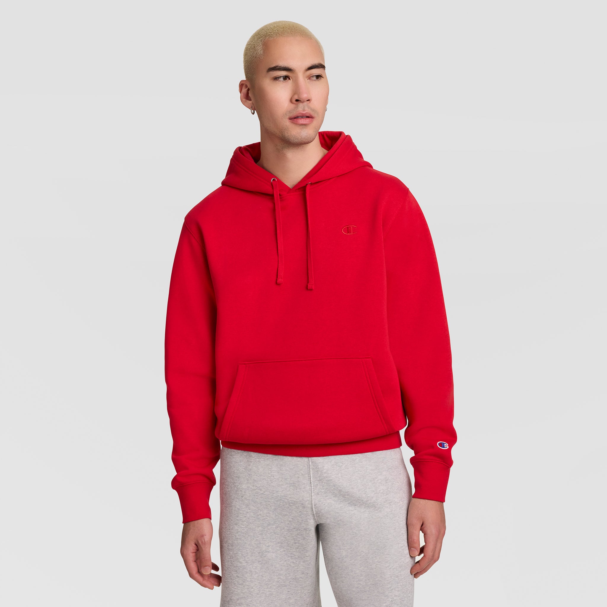 Champion Powerblend Hoodie C Logo sweat à capuche rouge tango