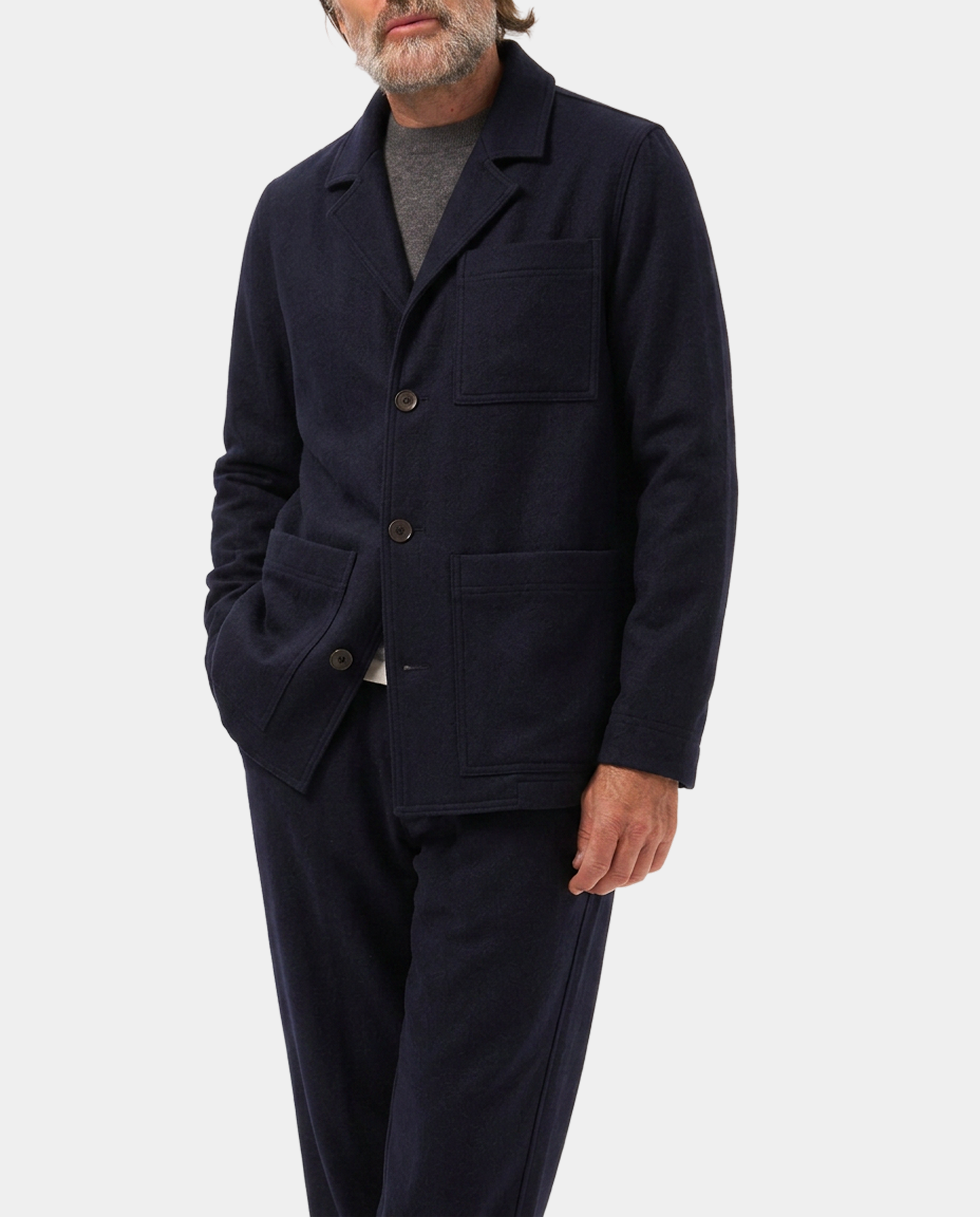 LAFAURIE ANDREU Flanelle veste navy laine vierge