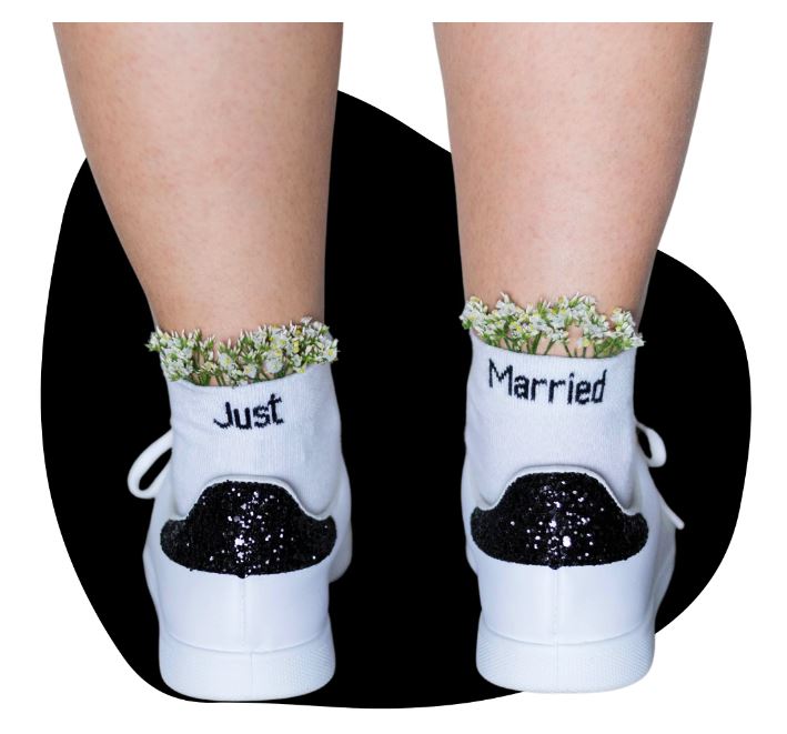 Le Jour de Notre Oui Just Married chaussettes mariage femme