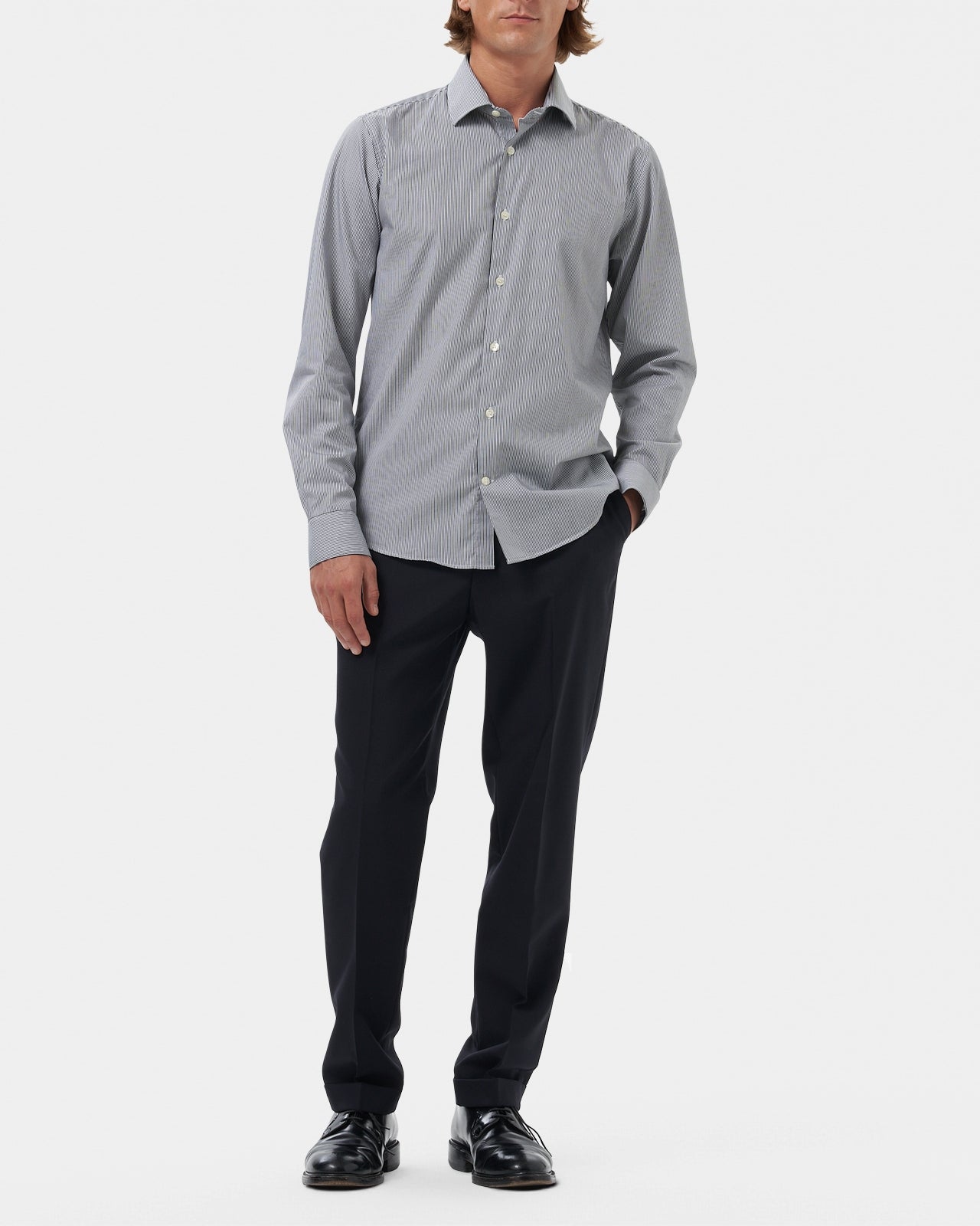 LAFAURIE CHOPIN Gris Blanc chemise rayée coton semi-ajustée