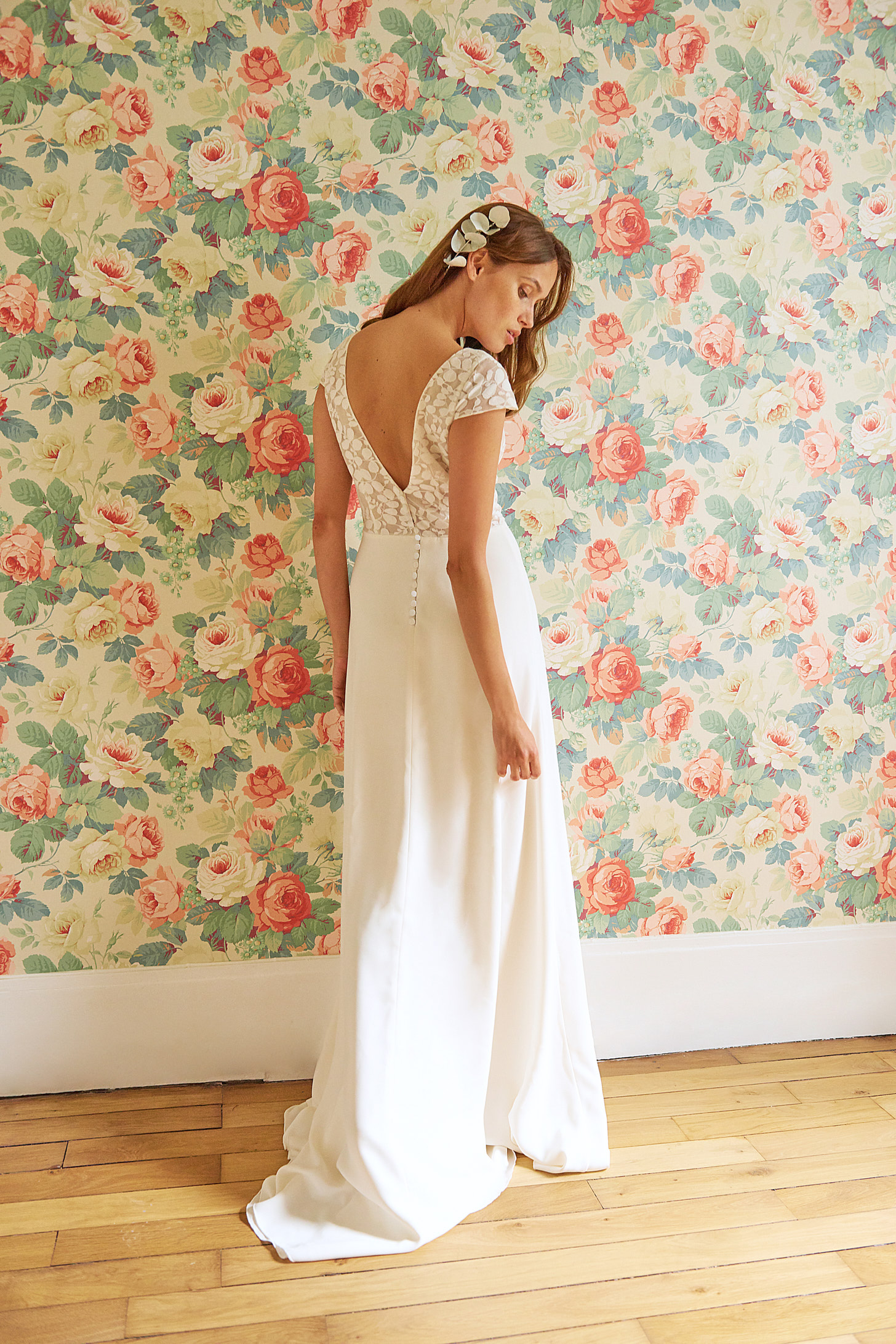 Maison Floret Allen sans basque robe mariée dentelle crêpe