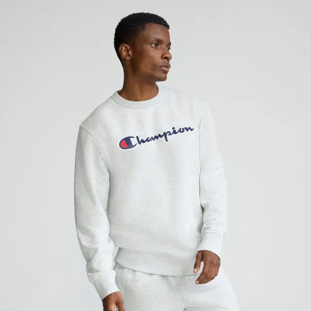 Champion Powerblend Script Logo Sweat Gris coupe standard