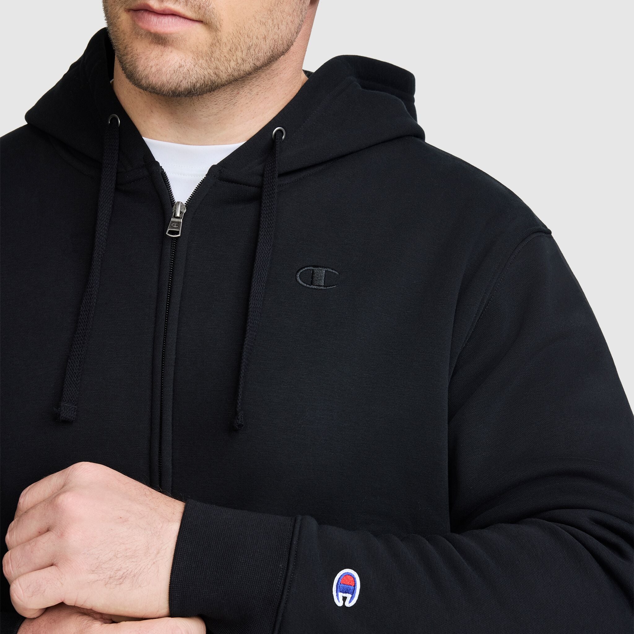 Champion Powerblend Full-Zip Hoodie sweat noir grande taille