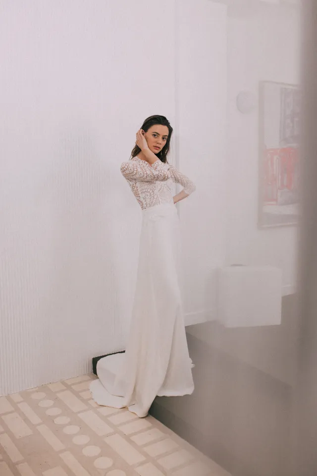 Maison Floret Sur-mesure Sean robe de mariée dentelle Calais