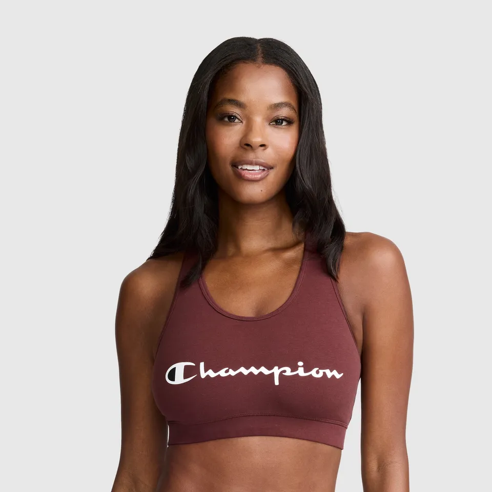 Champion Script brassière sport femme marron coton