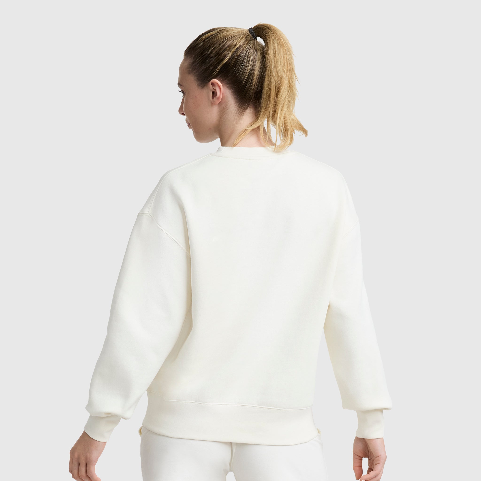 Champion Powerblend sweat col rond femme coton écru logo C