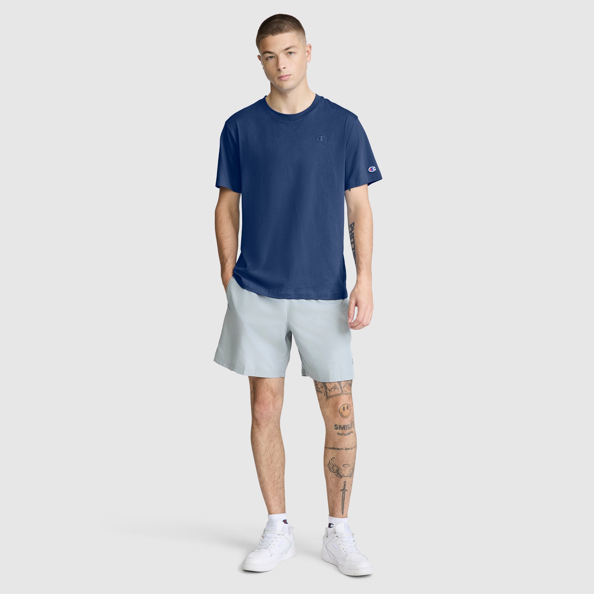 Champion Classic C Logo t-shirt homme Estate Blue coton