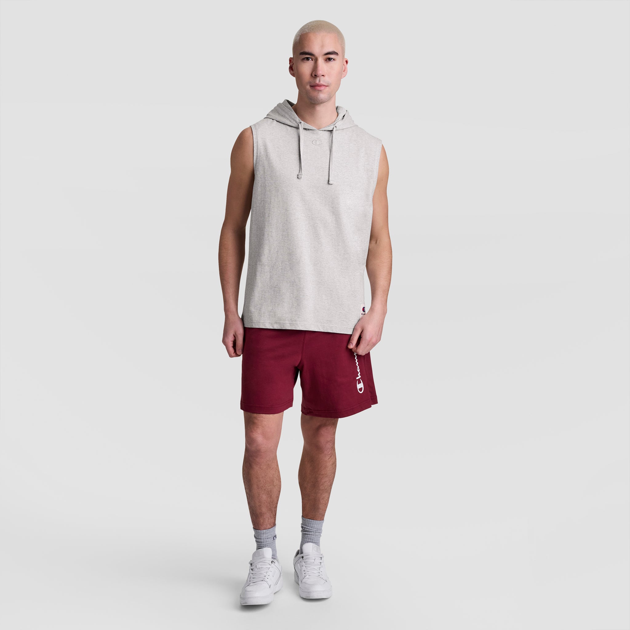 Champion Sleeveless Hoodie sweat gris sans manches coton S-2XL