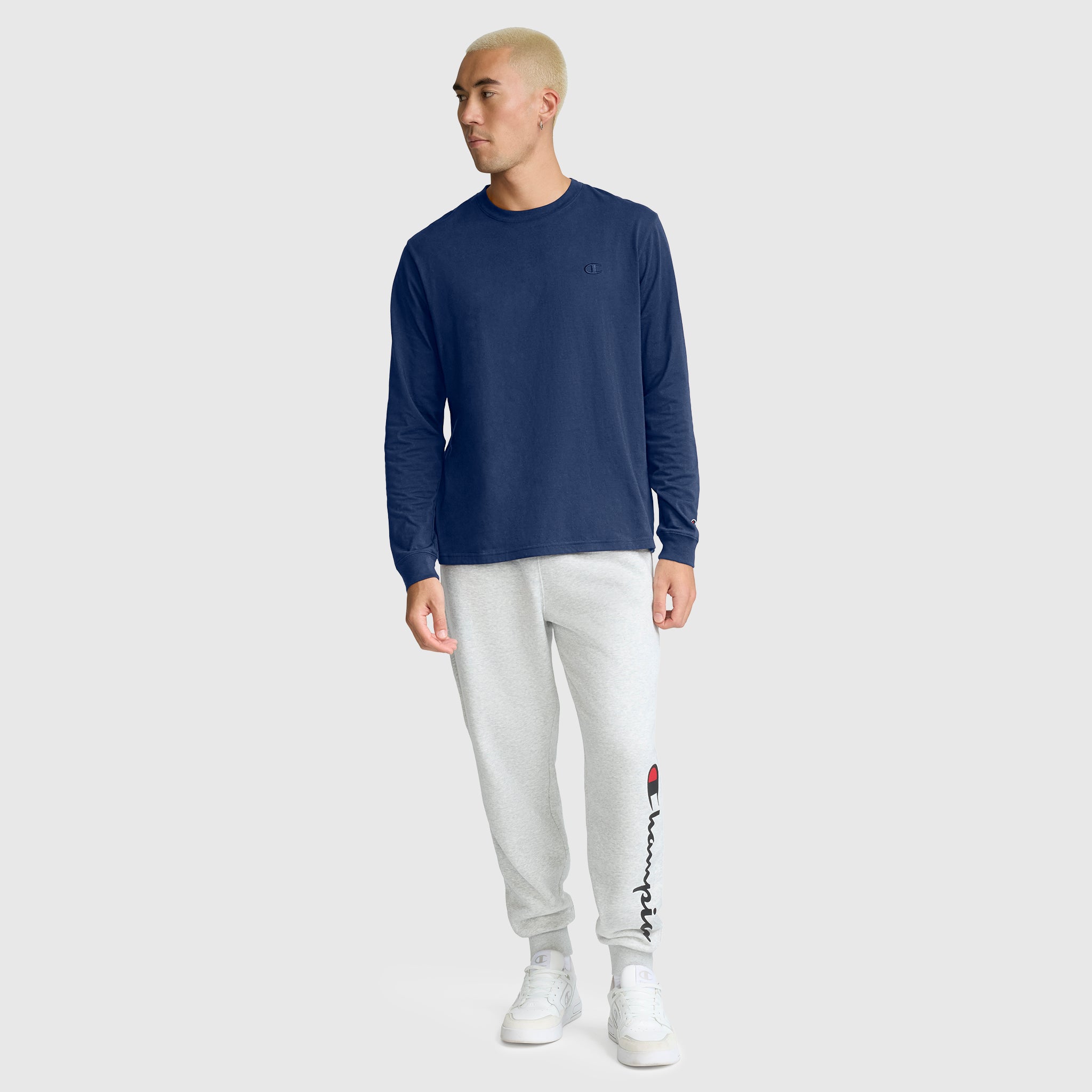 Champion Classic C Logo t-shirt manches longues bleu estate homme