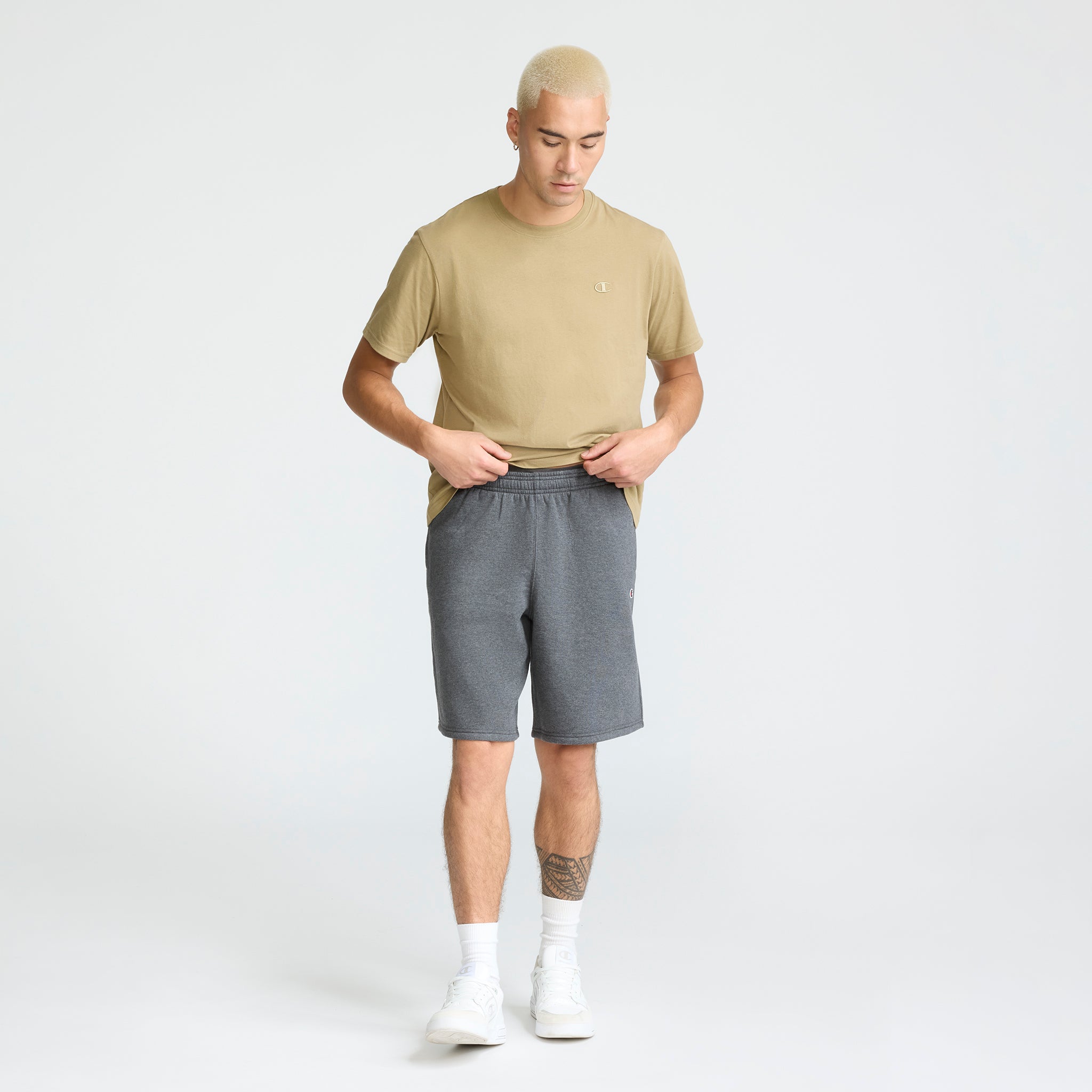 Champion Powerblend 10" Short molleton Granite Heather coton homme