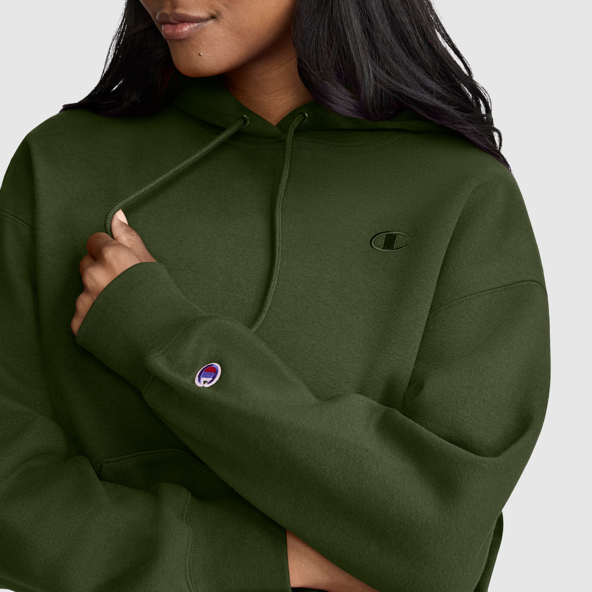 Champion Powerblend Small C sweat capuche femme chive