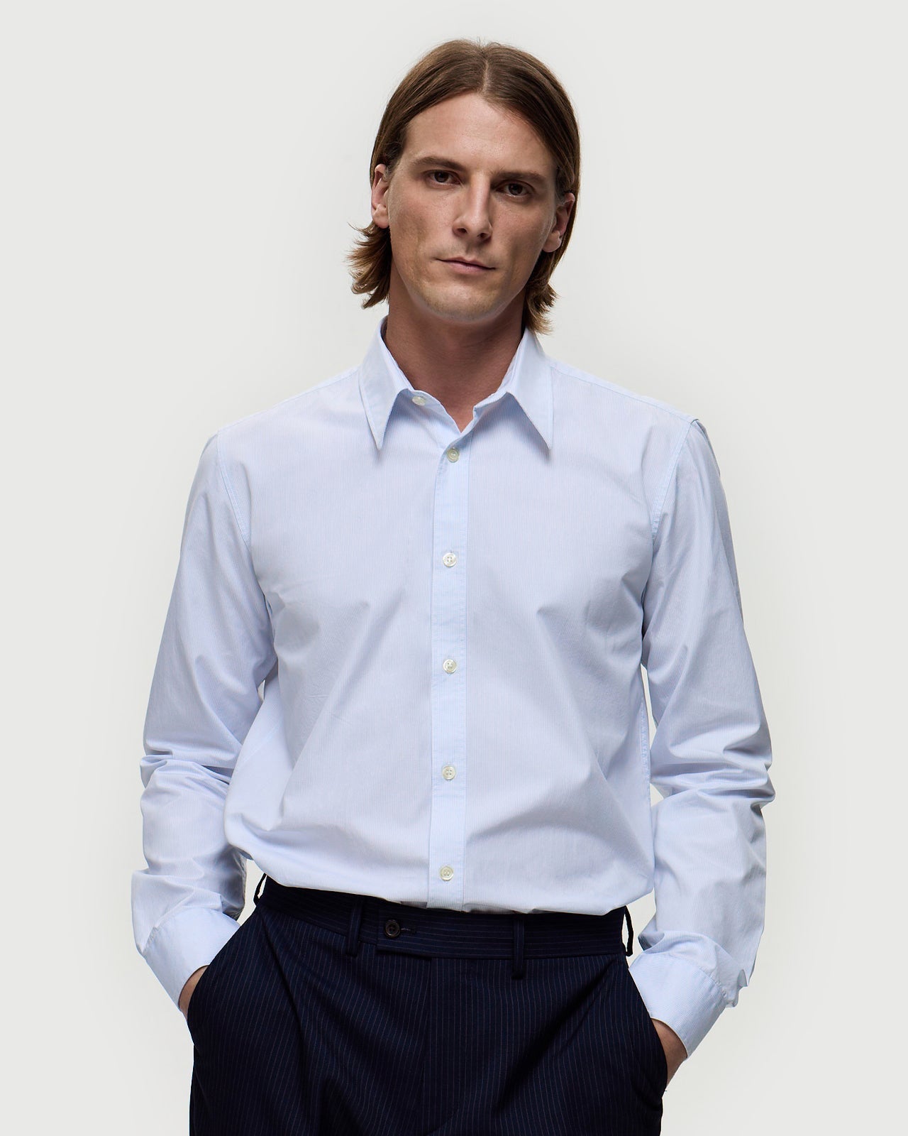 LAFAURIE HARVARD Chemise Homme Blanc Ciel Rayures Droite