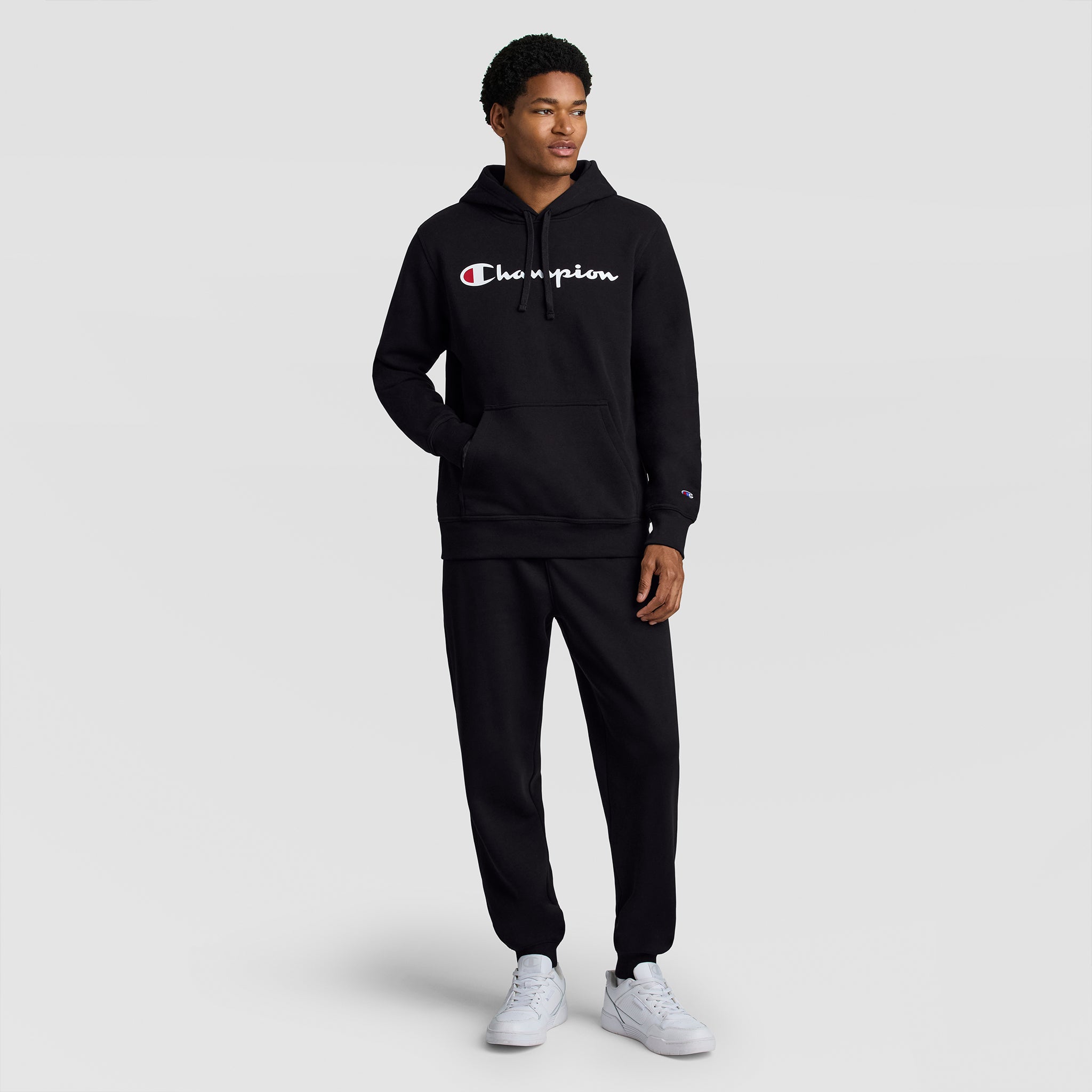 Champion Powerblend Hoodie Full Script Logo sweat à capuche noir