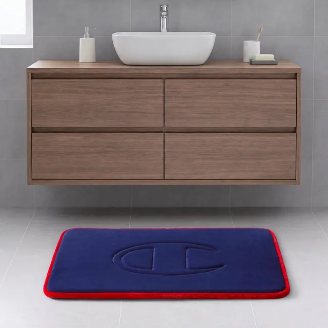 Champion Quilted Logo tapis de bain matelassé bleu foncé 17x24
