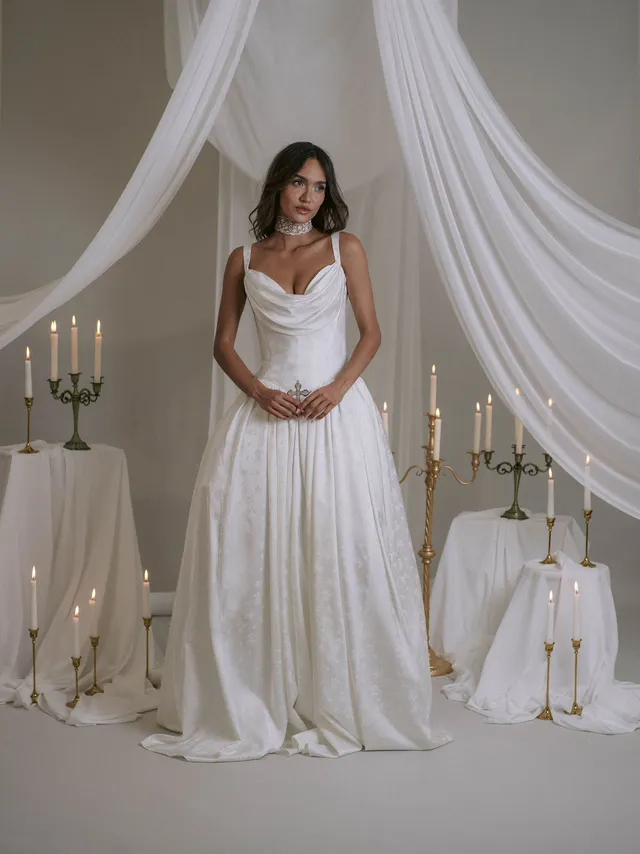 Rime Arodaky Bridal Roslyn Flowers robe de mariée satin