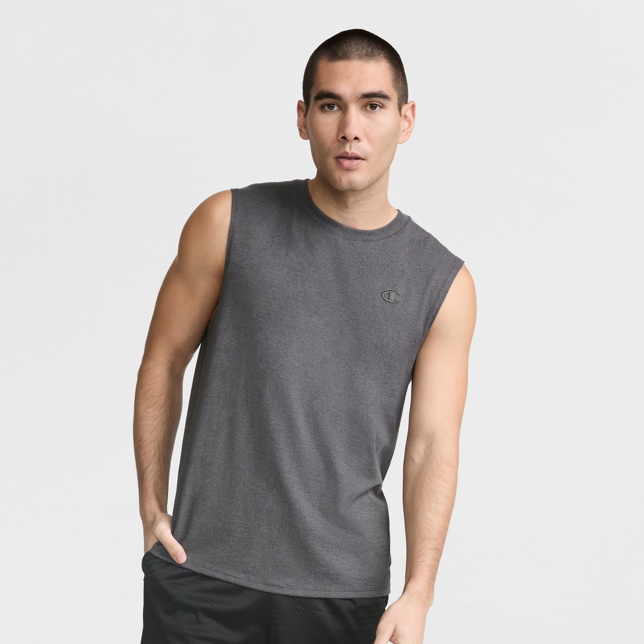 Champion Muscle Tank Débardeur Homme Gris Granite Coton