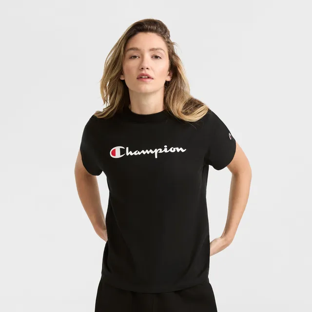 Champion Classic T-Shirt Script Logo t-shirt femme Noir coton
