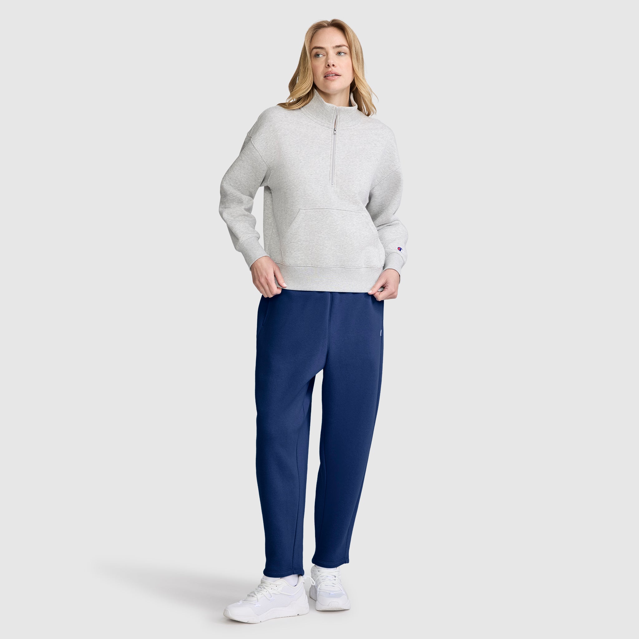 Champion Barrel Leg Pantalon Jogging Femme Bleu Coton