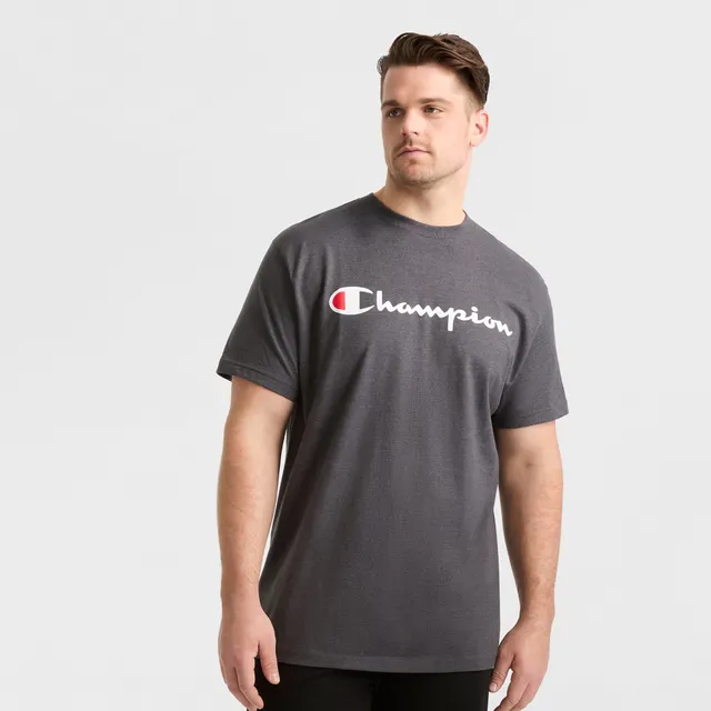 Champion Classic Graphic Script Logo tee-shirt coton gris grande taille