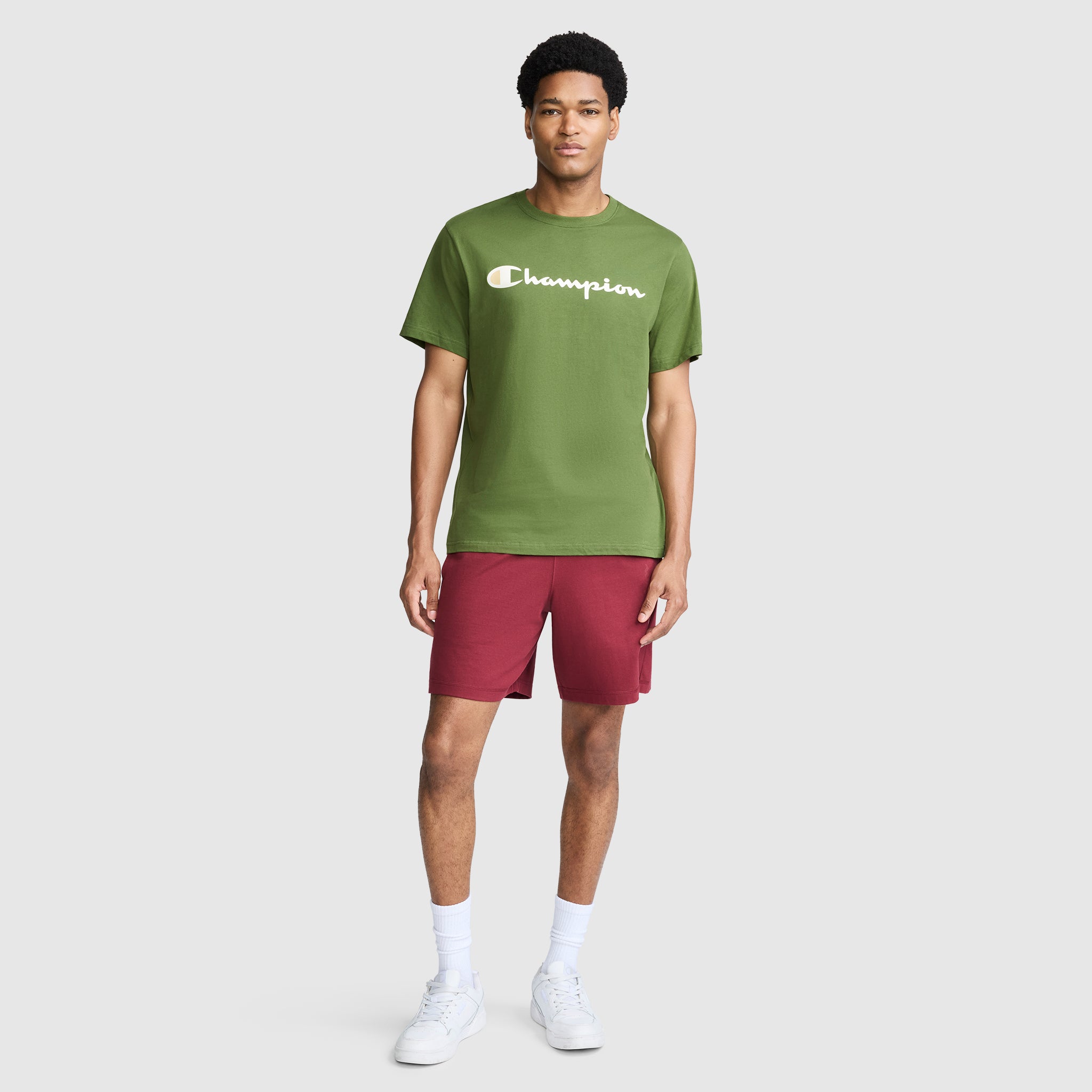 Champion Classic Graphic Script Logo t-shirt homme Chive coton