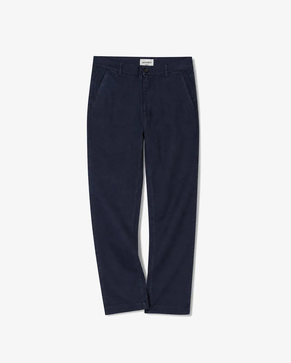 Lafaurie Albert Pantalon Chino Navy Twill Coton Ajusté