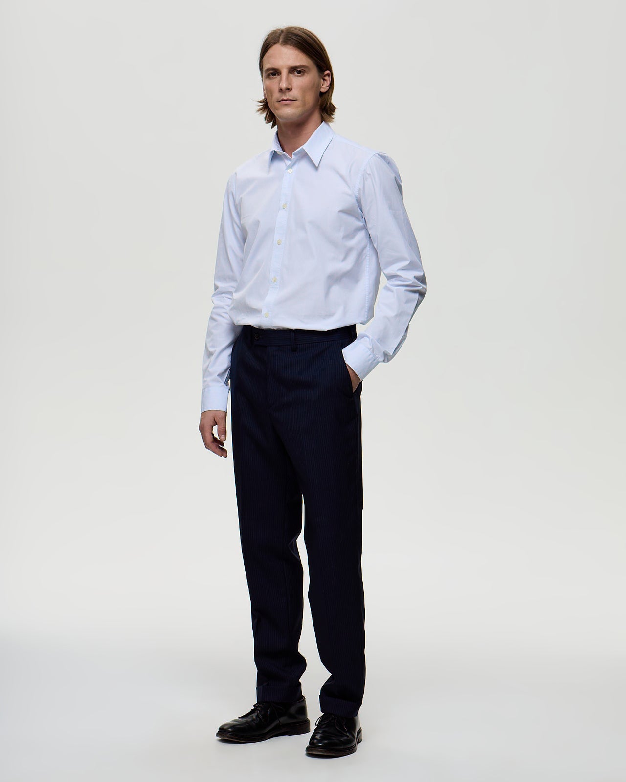 LAFAURIE HARVARD Chemise Homme Blanc Ciel Rayures Droite