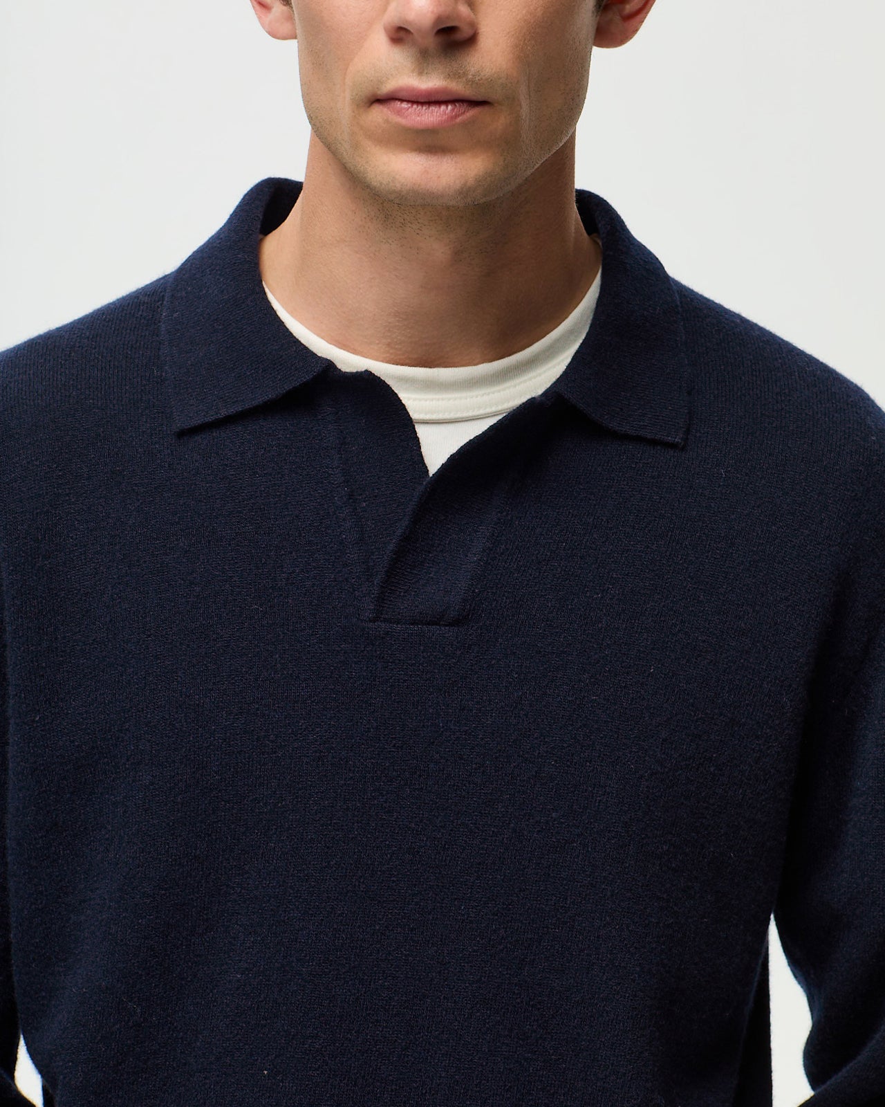 Lafaurie Gabino Navy polo laine manches longues homme