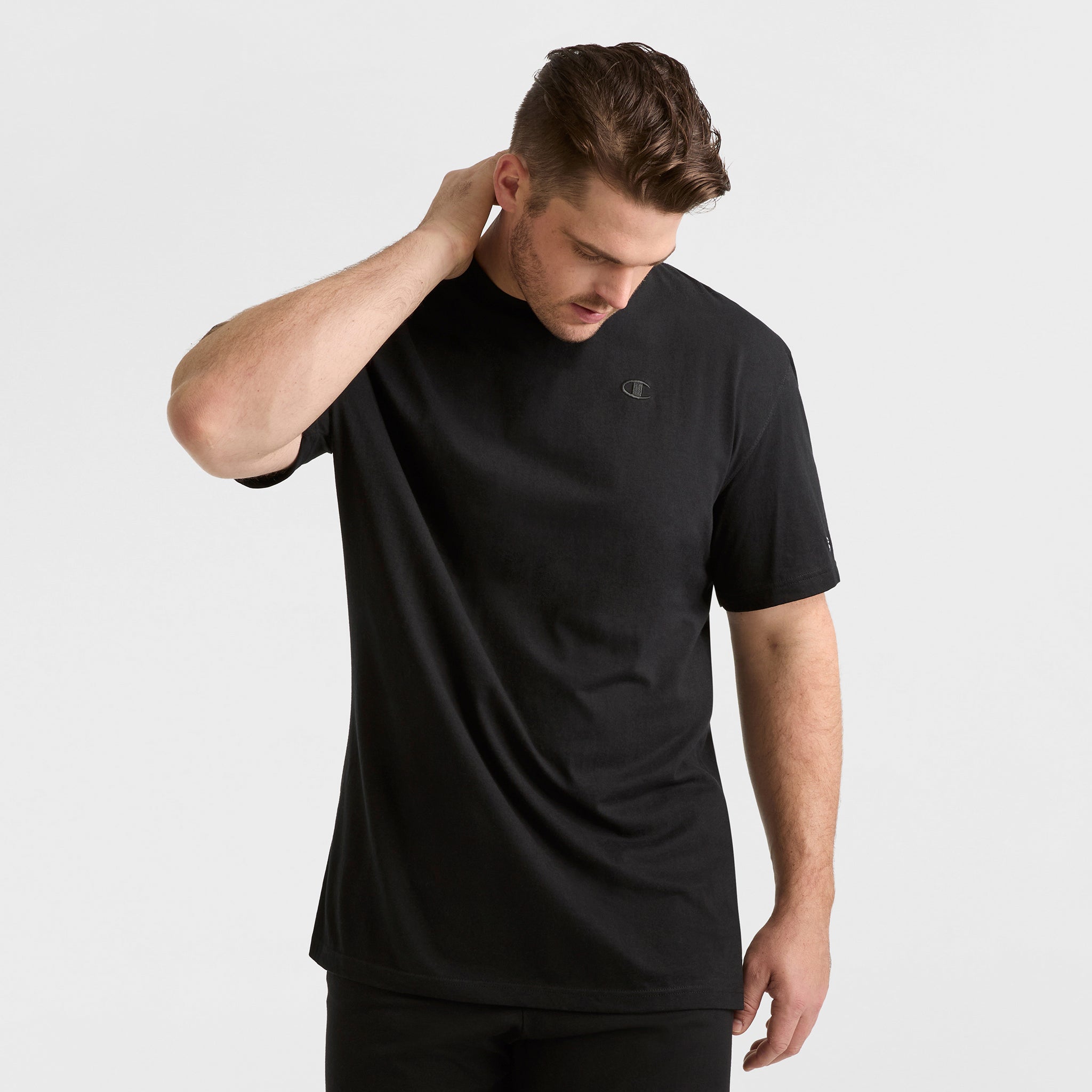 Champion Classic T-Shirt C Logo homme Black coton grande taille