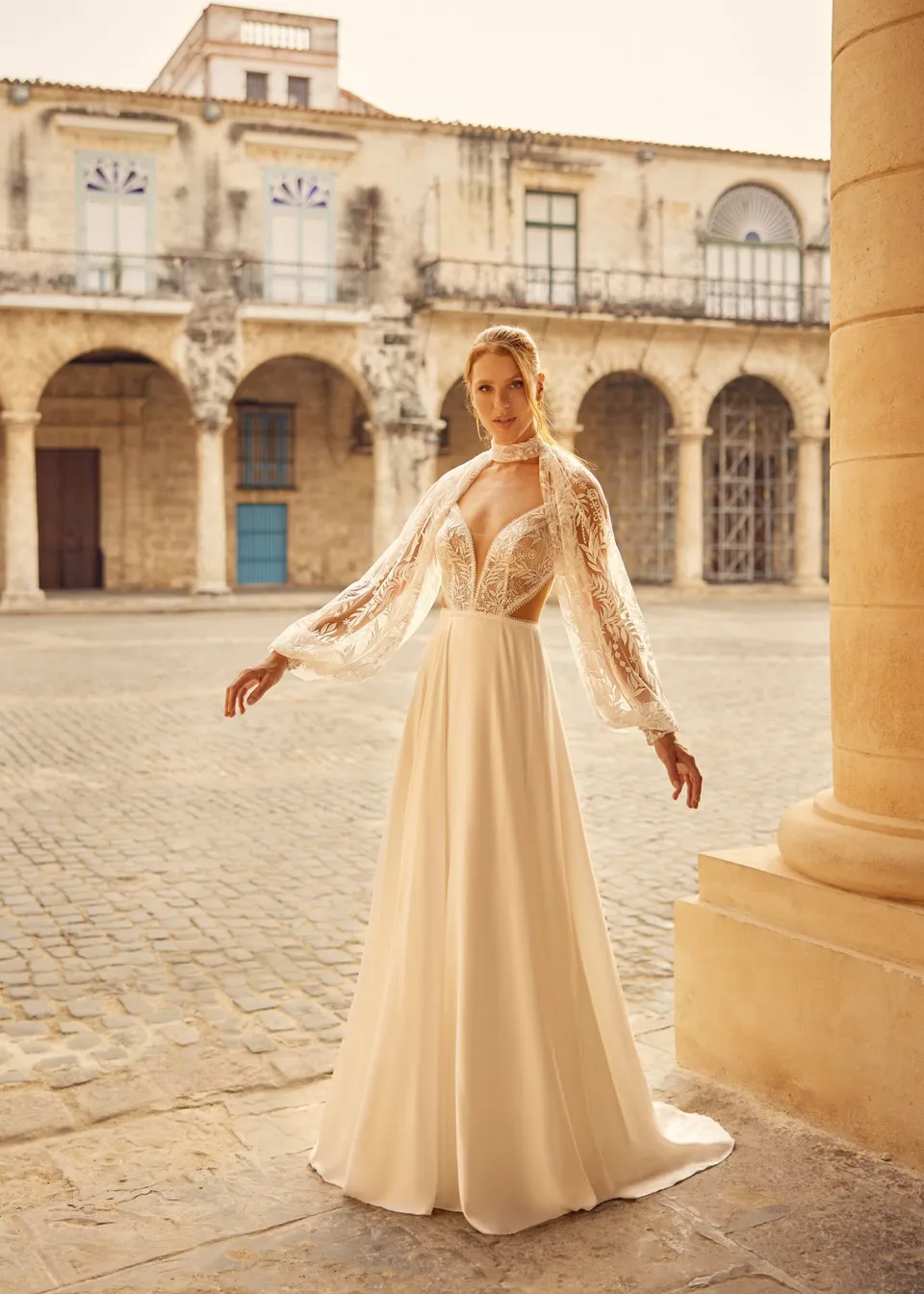 Hervé Paris Libre Lanev Bolero ensemble robe mariée dentelle