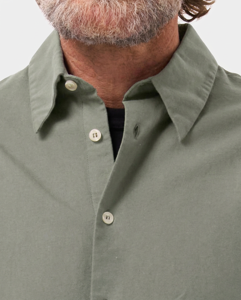LAFAURIE HUGUES chemise droite vert sauge oxford coton