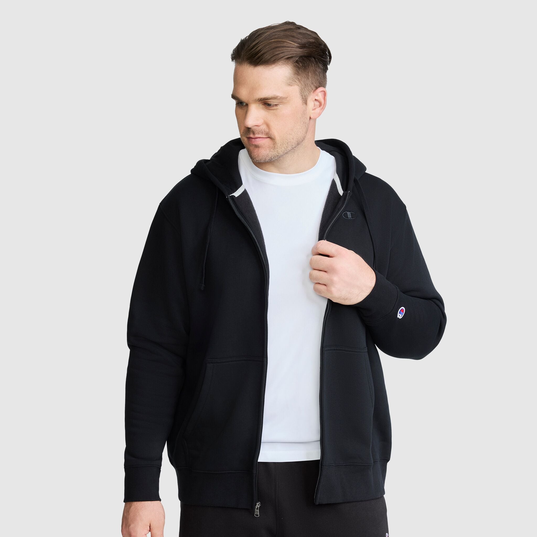 Champion Powerblend Full-Zip Hoodie sweat noir grande taille