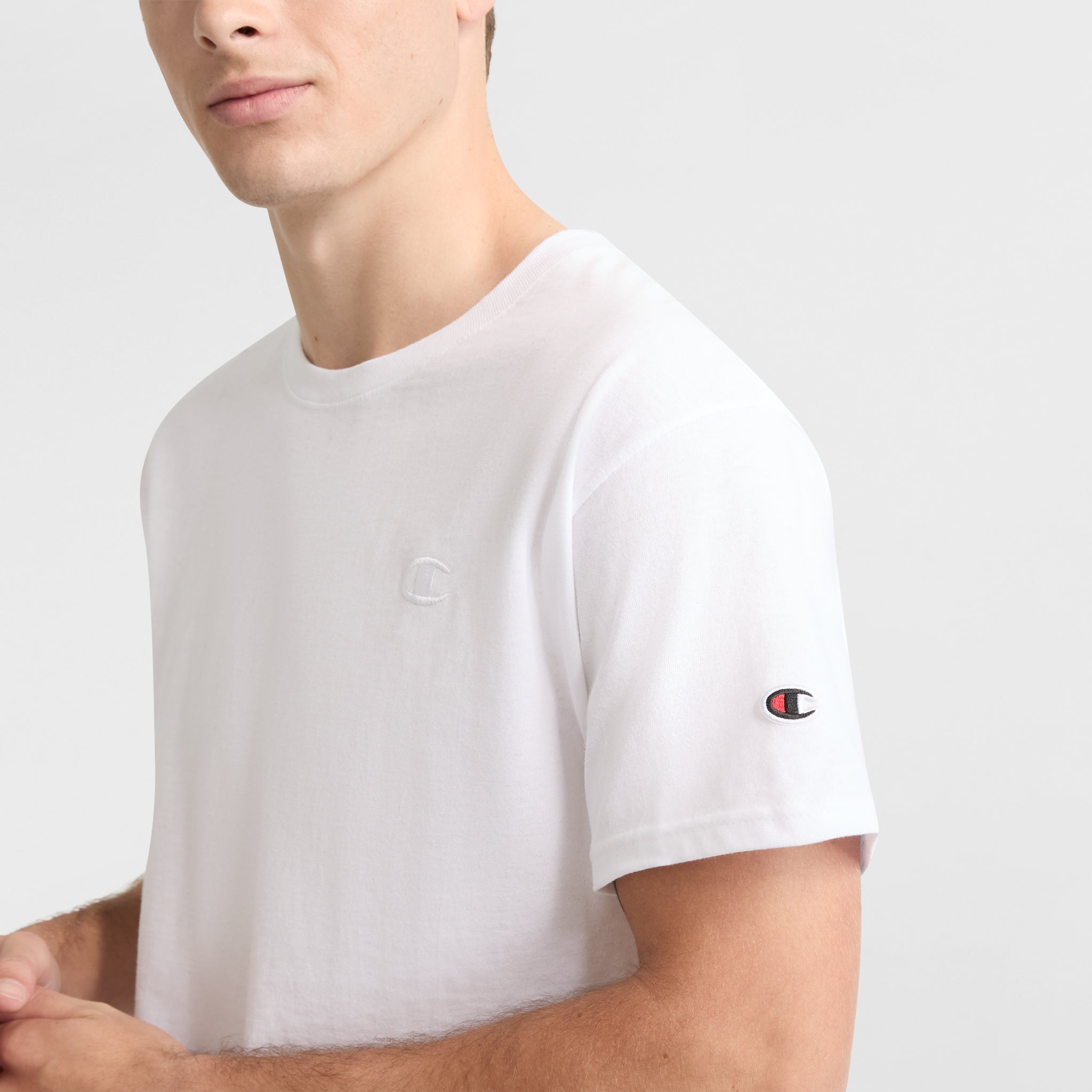 Champion Classic T-Shirt Blanc Coton Col Rond Logo C