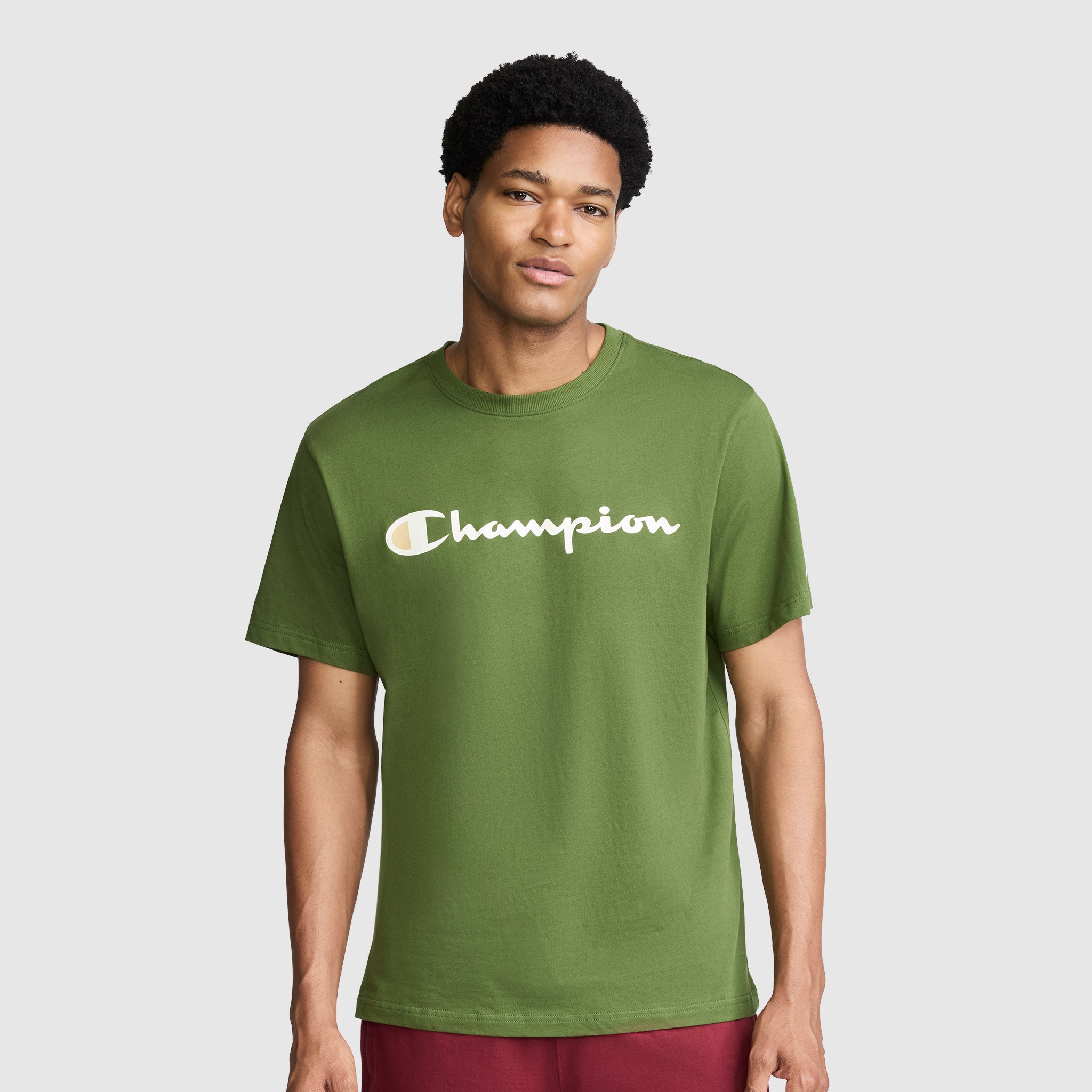 Champion Classic Graphic Script Logo t-shirt homme Chive coton
