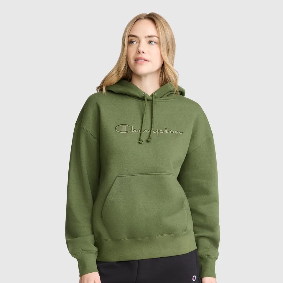 Champion Powerblend Tonal Script Freshman hoodie vert Chive