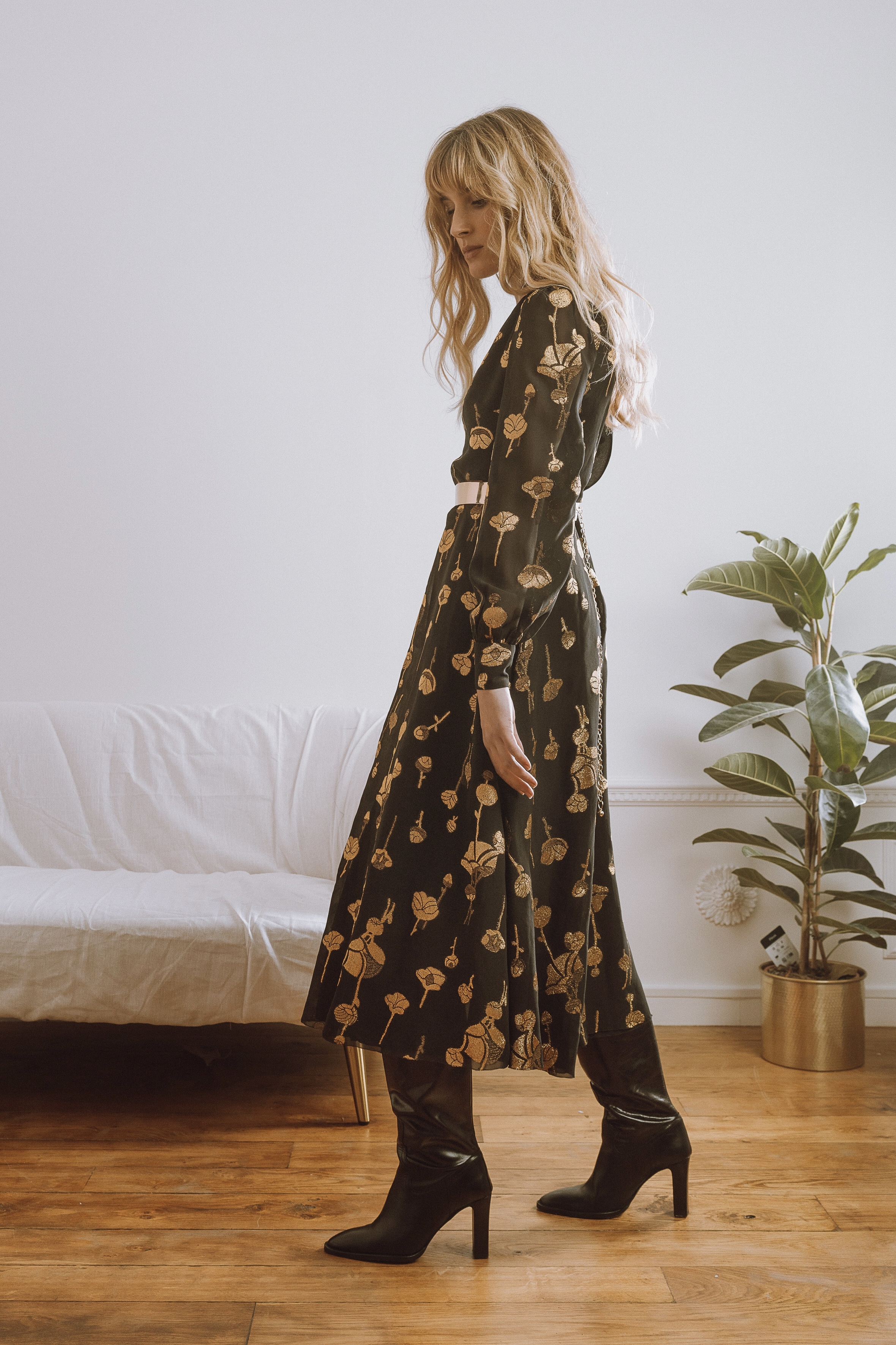 Maison Floret Accessoires Andy robe midi soie lurex